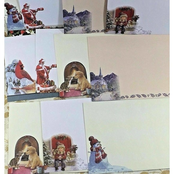 Set 11 Christmas Holiday Decorative Envelopes Santa Claus Sled Snowman Dog Cat - Picture 1 of 4